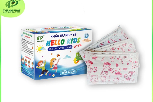 Khẩu Trang Y Tế Hello Kids ( Hoạ Tiết Hello Kitty - 50 Cái / Hộp )